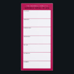 Bloc De Notas Magnético Raspberry Minimalista simple planificación familia<br><div class="desc">Escriba sus cenas en esta almohadilla magnética de notas para planear las comidas de la semana y ponerlas en su nevera, puerta de despensa o centro de comando. El diseño sencillo y moderno de ricas frambuesas rojas, blancas y negras con fuentes sans serif resultará atractivo para todos los planificadores de...</div>