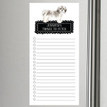 Bloc De Notas Magnético Shih tzu Dog Shopping List Magnetic Notepad<br><div class="desc">Cosas adorables para conseguir Shih Tzu con un marco de pizarra negra personalizado con tu nombre.</div>