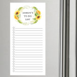 Bloc De Notas Magnético Sunflowers Grocery Shopping List Magnetic Notepad<br><div class="desc">Diseño de lista de compras de comestibles con una marca de girasol acuarela personalizada con su nombre.</div>