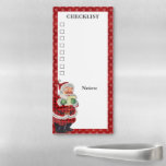 Bloc De Notas Magnético Vintage Christmas Checklist Santa Claus Personaliz<br><div class="desc">Vintage lista de verificación de Navidad frigorífico con un bloc de notas magnético con un ilustracion de Santa Claus,  un borde rojo con un patrón de copos de nieve,  y texto que puede ser personalizado con cualquier cosa que necesite. En la parte inferior hay espacio adicional para las notas.</div>