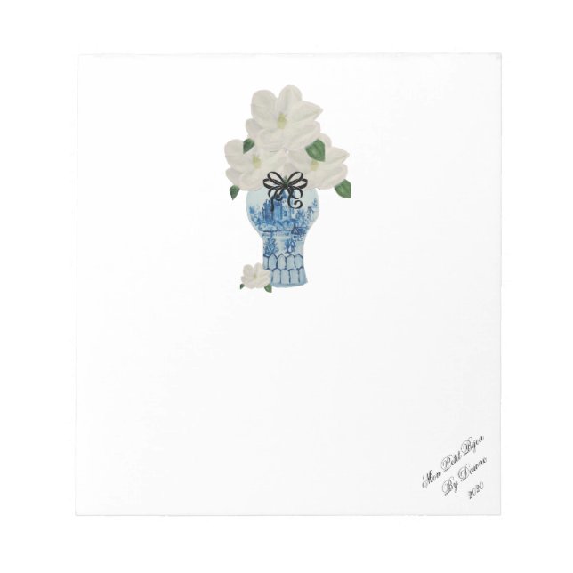 Bloc De Notas Magnolias Blue and White Ginger Jar Notepad (Frente)