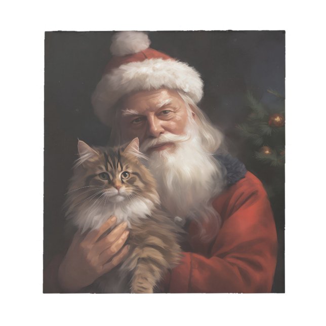 Bloc De Notas Maine Coon Con Los Navidades Festividades De Santa (Frente)