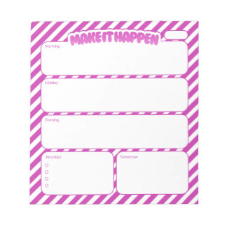 Bloc De Notas Make It Happen Pink Striped Daily Planner Notepad