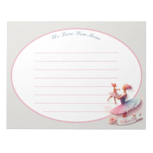 Bloc De Notas Mamá Bailarina Cute Rosa y Azul Acuarela
