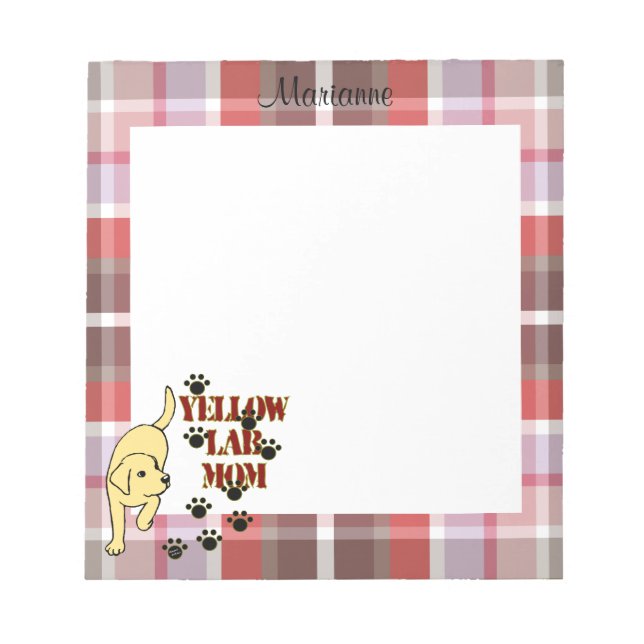 Bloc De Notas Mamá de Labrador Retriever Amarillo Personalizada  (Frente)