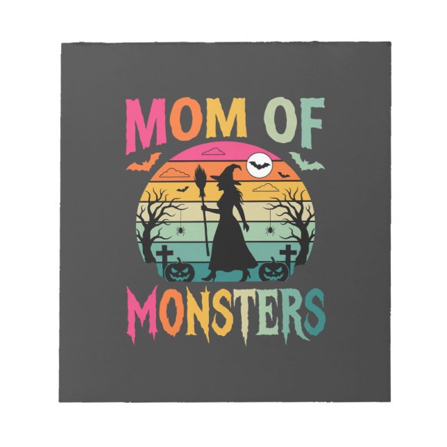 Bloc De Notas Mamá de Monstruos Bruja Atardecer de Halloween (Frente)