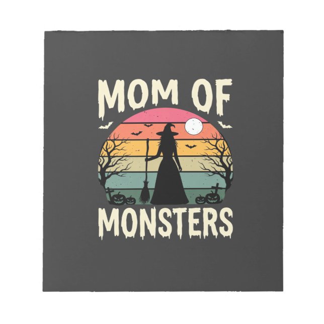 Bloc De Notas Mamá de monstruos de Halloween Bruja Atardecer (Frente)