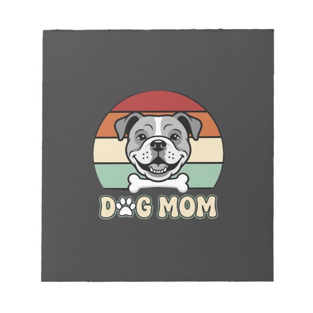 Bloc De Notas Mamá Perro Retro Vector Bulldog (Frente)