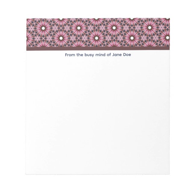 Bloc De Notas Mandalá de pluma rosa boho (Frente)