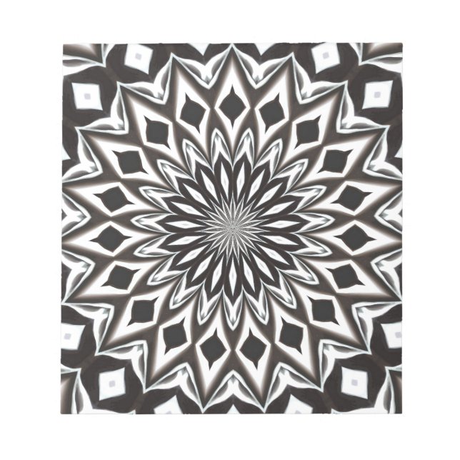 Bloc De Notas Mandala decorativa blanco y negro (Frente)