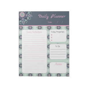 Bloc De Notas Mandala floral rosa turquesa moderna lista de tare