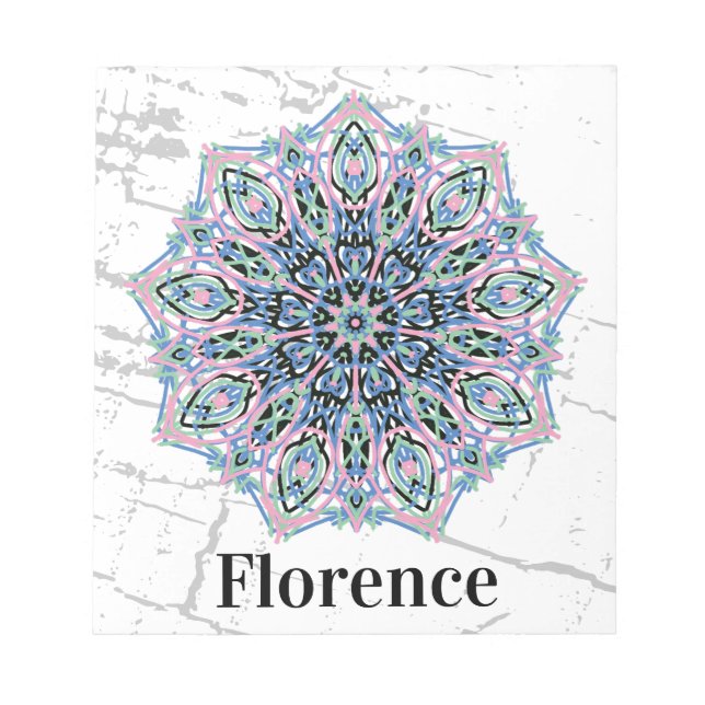 Bloc De Notas Mandala. Grunge style with personalized name. (Frente)