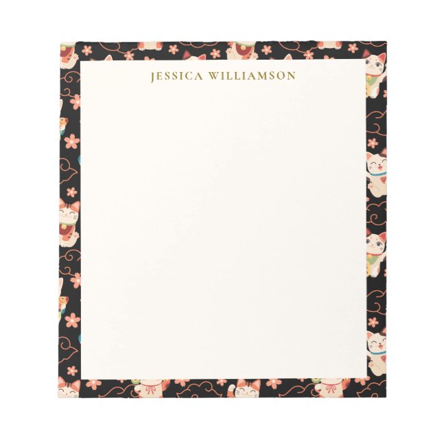 Bloc De Notas Maneki Neko Lucky Cats Personalized Name (Frente)