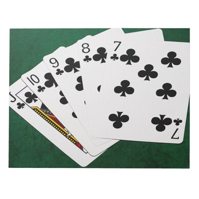 Bloc De Notas Manos de póquer - Flush recto - Juego de Clubs (Frente)