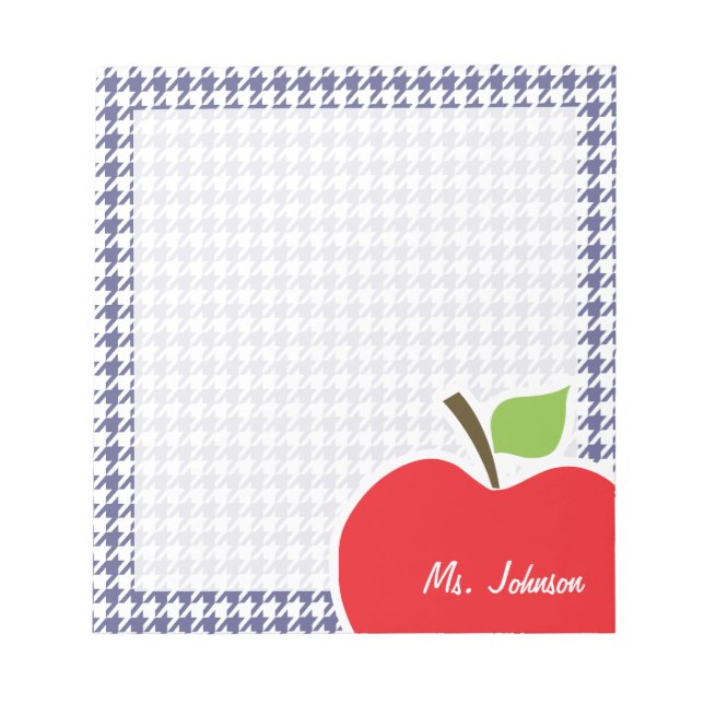 Bloc De Notas Manzana en Houndstooth Gris Azul Oscuro (Frente)