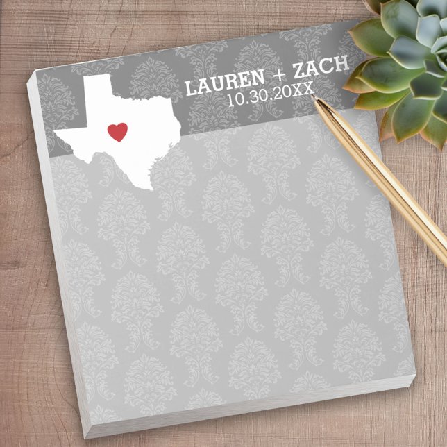Bloc De Notas Mapa de arte del estado de origen - Boda personali (Personalized Notepad - a fun gift or useful promotional product)
