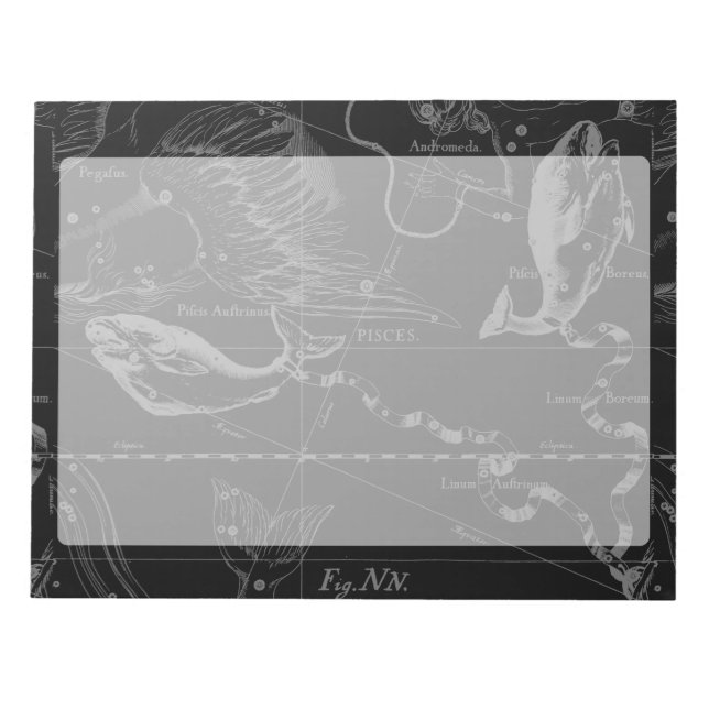 Bloc De Notas Mapa de Constelación Pisces Hevelius 1690 Grabado (Frente)