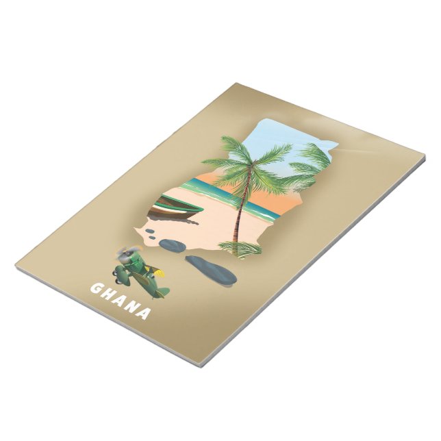 Bloc De Notas Mapa de Ghana ilustrado afiche de viajes. (Lado Derecho)