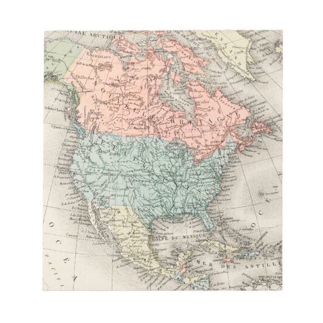 Bloc De Notas Mapa de la Antigua América del Norte (Frente)