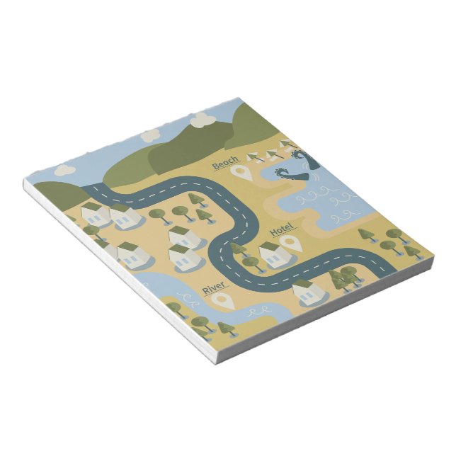 Bloc De Notas Mapa de viaje de vacaciones de paisaje de dibujos  (Lado Derecho)