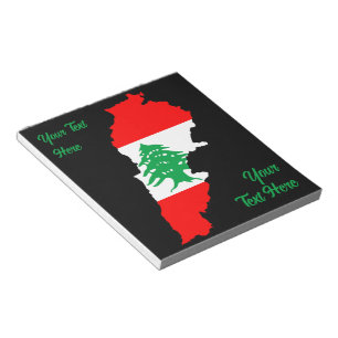 Bloc De Notas Mapa del Líbano con bandera