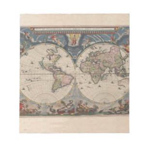 Bloc De Notas Mapa del Mundo Antiguo: Arte de Cartografía Histór