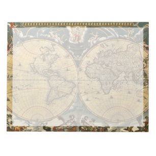 Bloc De Notas Mapa del mundo antiguo J. Blaeu 1664