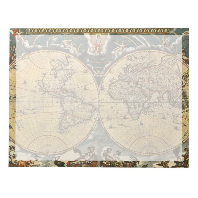 Bloc De Notas Mapa del mundo antiguo J. Blaeu 1664 (Frente)