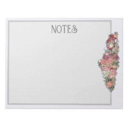 Bloc De Notas Mapa floral palestino BASIC Notes Notepad Gray