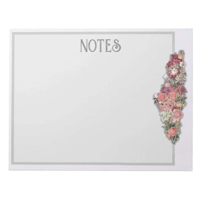 Bloc De Notas Mapa floral palestino BASIC Notes Notepad Gray (Frente)