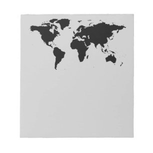 Bloc De Notas mapa gráfico negro mundial