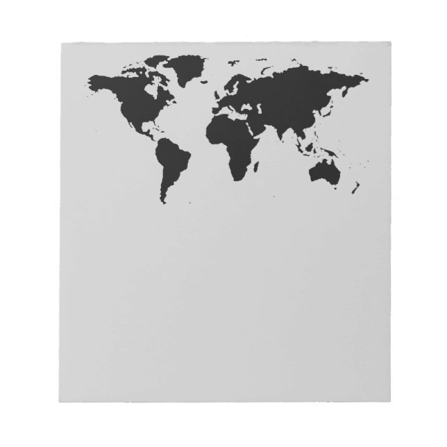 Bloc De Notas mapa gráfico negro mundial (Frente)