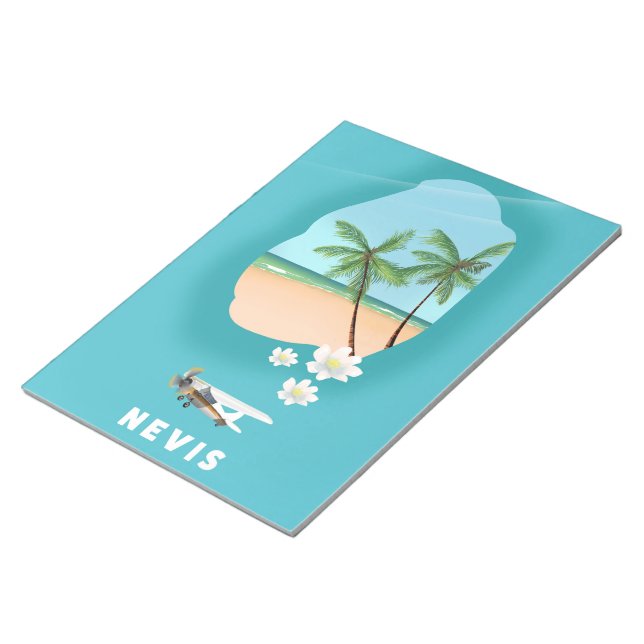 Bloc De Notas Mapa ilustrado de la isla caribeña de Nevis. (Lado Derecho)