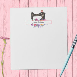 Bloc De Notas Máquina de coser de vintage floral personalizada