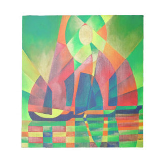 Bloc De Notas Mar de Verde con basura abstracta cubista
