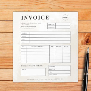 Bloc De Notas Marble Custom Logo Small Business Invoice Receipt