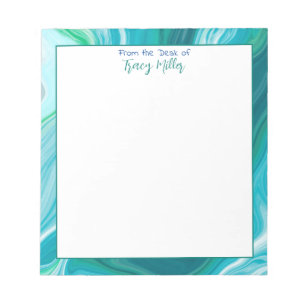 Bloc De Notas Marble negro Verde azulado y azul personalizado