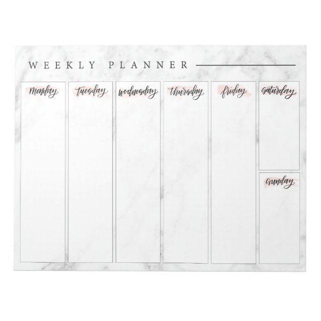 Bloc De Notas Marble Weekly Planner Notepad (Frente)
