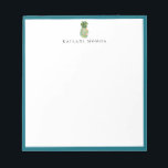 Bloc De Notas Marco azul de piña floral botánica<br><div class="desc">Elegante diseño del logo de la isla de acuarela de piña botánica con marco azul profundo del océano,  personalizado con nombre,  bloc de notas. Se pueden personalizar el estilo y el color del tipo de letra del texto.</div>