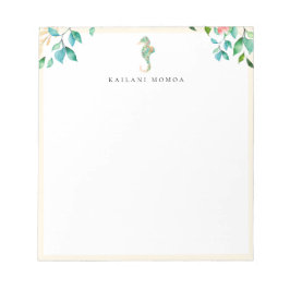 Bloc De Notas Marco de arena beige floral botánico caballito de