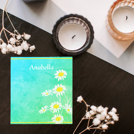 Bloc De Notas Marco de flores de margarita sobre fondo verde y a