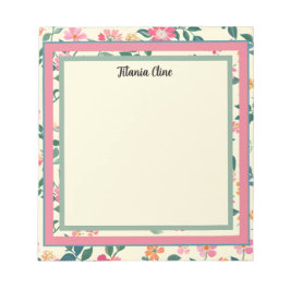 Bloc De Notas Marco de la flor con fondo amarillo claro