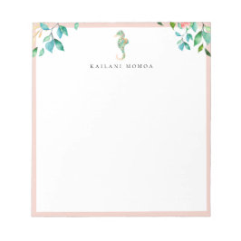 Bloc De Notas Marco de Rubor para caballitos de mar con flores b