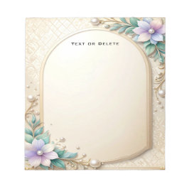 Bloc de notas Marco floral decorativo con perlas