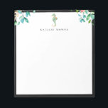 Bloc De Notas Marco negro del caballete de mar floral botánico<br><div class="desc">Elegante isla acuarela de ramos botánicos y diseño de logo de caballito de mar con marco negro,  personalizado con nombre,  bloc de notas. Se pueden personalizar el estilo y el color del tipo de letra del texto.</div>