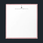 Bloc De Notas Marco rosa del logotipo de la Torre Eiffel<br><div class="desc">Diseño del logo de la Torre Eiffel en negro con marco rosa de color rosa,  personalizado con nombre,  bloc de notas. Se pueden personalizar el estilo y el color del tipo de letra del texto.</div>