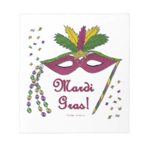 Bloc De Notas Mardi Gras Mask Feather Beather