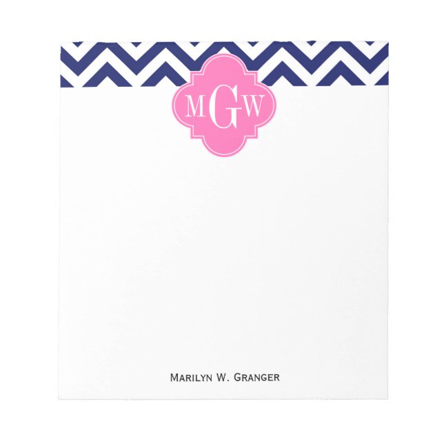 Bloc De Notas Marina Lg Chevron Rosa Caliente #2 Quatrefoil 3 Mo (Frente)