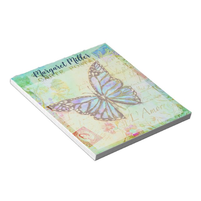 Bloc De Notas Mariposa azul vintage (Lado Derecho)