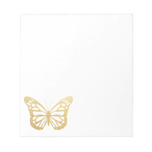 Bloc De Notas Mariposa Cute Faux Relieve metalizado dorado